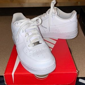 NIKE low top Air Force 1’s, all white in color & clean!